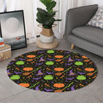 Halloween Wizard Pattern Print Round Rug