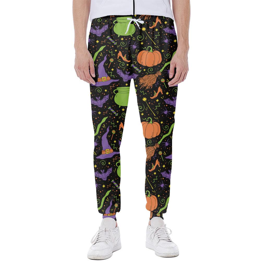 Halloween Wizard Pattern Print Scuba Joggers