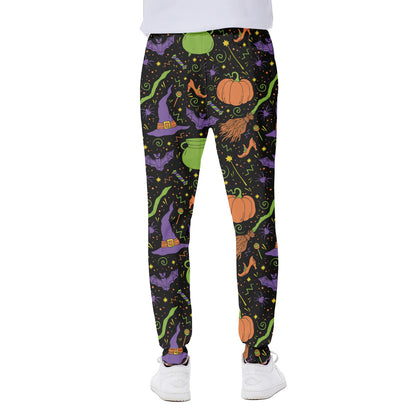 Halloween Wizard Pattern Print Scuba Joggers