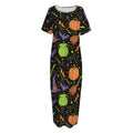 Halloween Wizard Pattern Print Short Sleeve Long Nightdress