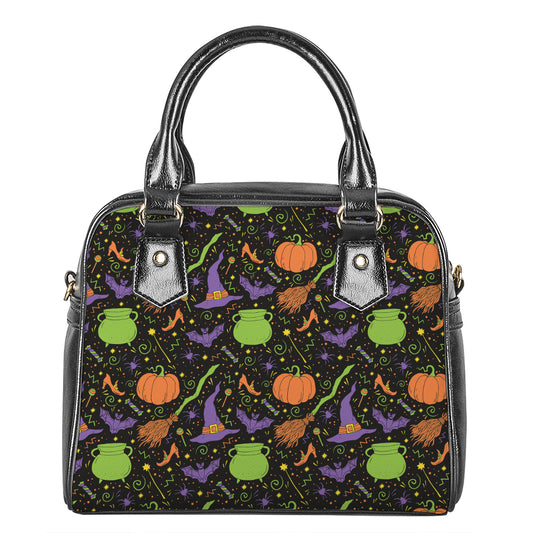 Halloween Wizard Pattern Print Shoulder Handbag