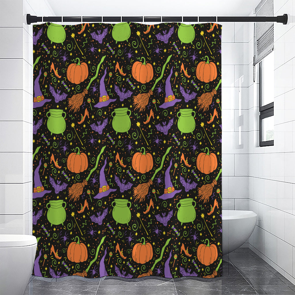 Halloween Wizard Pattern Print Shower Curtain