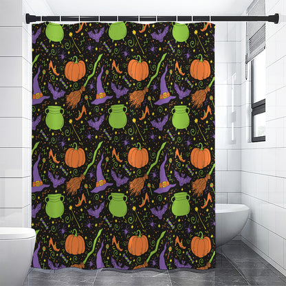 Halloween Wizard Pattern Print Shower Curtain