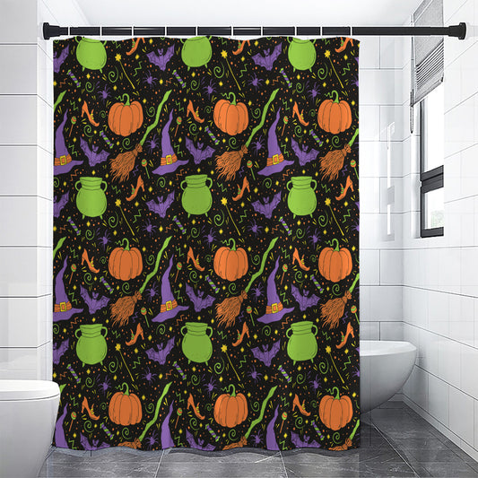 Halloween Wizard Pattern Print Shower Curtain