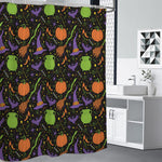 Halloween Wizard Pattern Print Shower Curtain