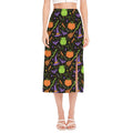 Halloween Wizard Pattern Print Side Slit Midi Skirt