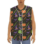 Halloween Wizard Pattern Print Sleeveless Baseball Jersey