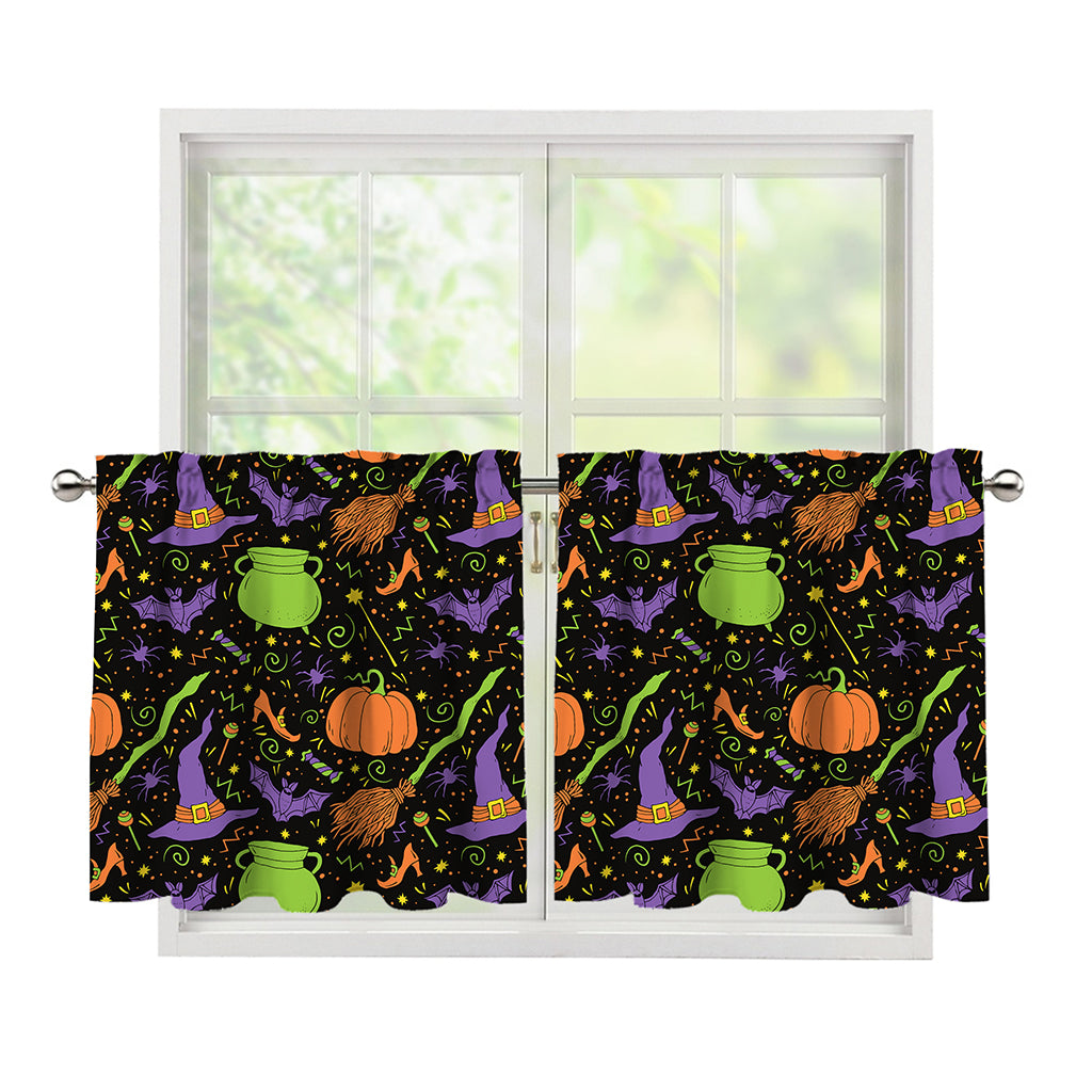 Halloween Wizard Pattern Print Tier Curtains