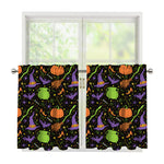 Halloween Wizard Pattern Print Tier Curtains