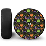 Halloween Wizard Pattern Print Tire Cover With Camera Hole