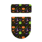 Halloween Wizard Pattern Print Toilet Lid And Tank Cover Set
