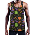 Halloween Wizard Pattern Print Men's Workout Tank Top
