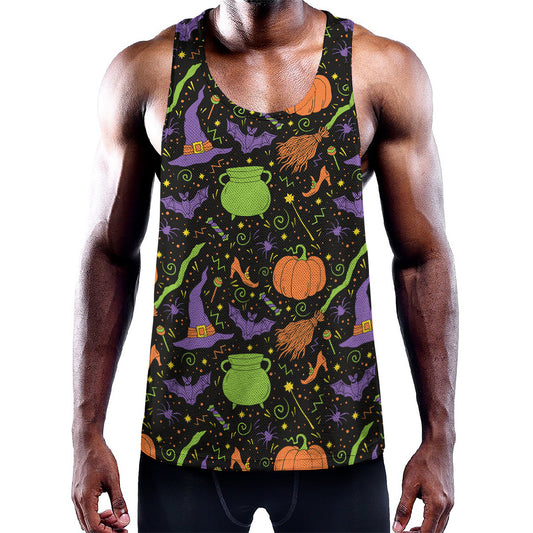 Halloween Wizard Pattern Print Training Tank Top