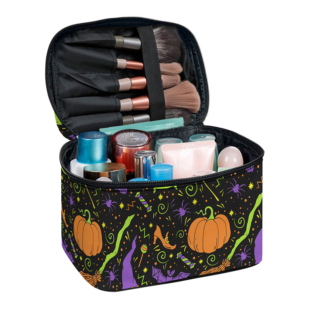 Halloween Wizard Pattern Print Travel Makeup Bag
