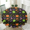 Halloween Wizard Pattern Print Waterproof Round Tablecloth