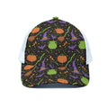 Halloween Wizard Pattern Print White Mesh Trucker Hat