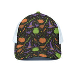 Halloween Wizard Pattern Print White Mesh Trucker Cap