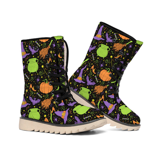 Halloween Wizard Pattern Print Winter Boots