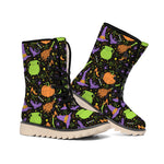 Halloween Wizard Pattern Print Winter Boots