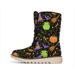 Halloween Wizard Pattern Print Winter Boots