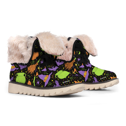 Halloween Wizard Pattern Print Winter Boots