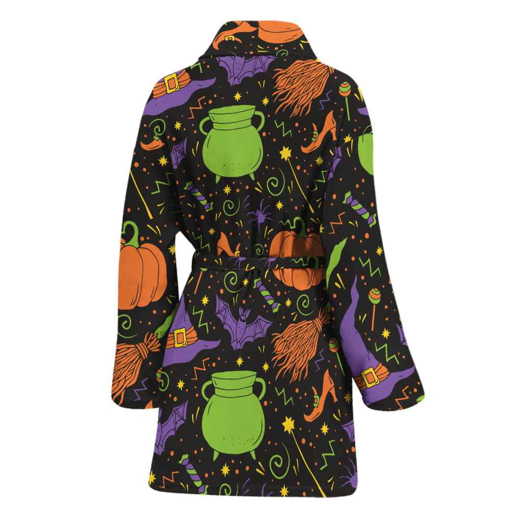 Halloween Wizard Pattern Print Women's Bathrobe