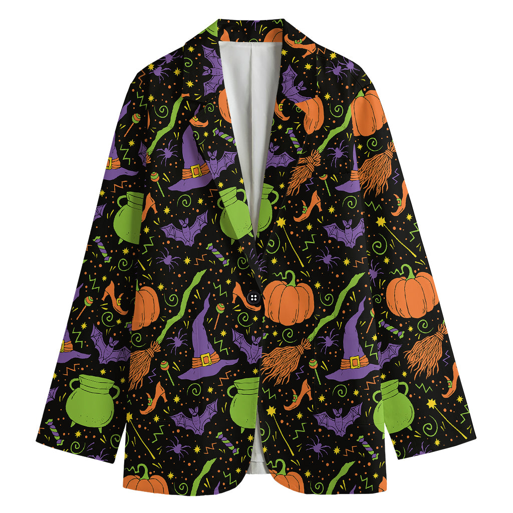 Halloween Wizard Pattern Print Women's Blazer
