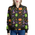 Halloween Wizard Pattern Print Women's Bomber Jacket