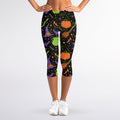 Halloween Wizard Pattern Print Women's Capri Leggings