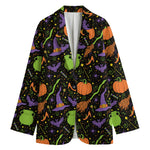 Halloween Wizard Pattern Print Women's Cotton Blazer