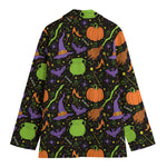 Halloween Wizard Pattern Print Women's Cotton Blazer