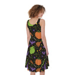 Halloween Wizard Pattern Print Women's Sleeveless Dress