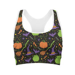 Halloween Wizard Pattern Print Women's Sports Bra