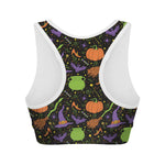 Halloween Wizard Pattern Print Women's Sports Bra