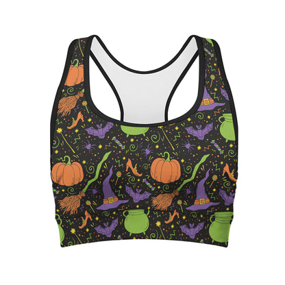 Halloween Wizard Pattern Print Women's Sports Bra