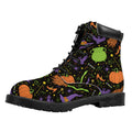 Halloween Wizard Pattern Print Padded Collar Lace Up Boots