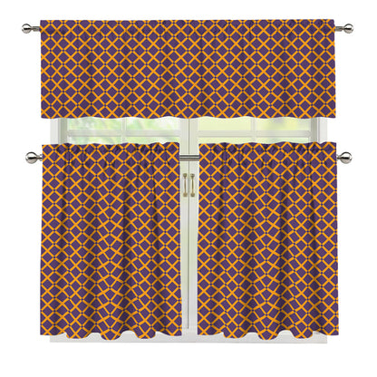 Halloween X Pattern Print 3 Piece Kitchen Curtains