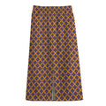 Halloween X Pattern Print Cotton Front Slit Maxi Skirt