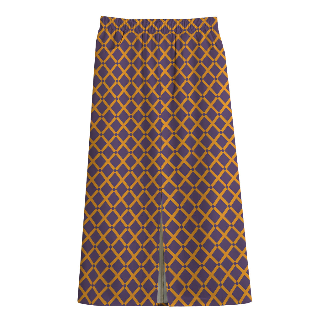 Halloween X Pattern Print Cotton Front Slit Maxi Skirt