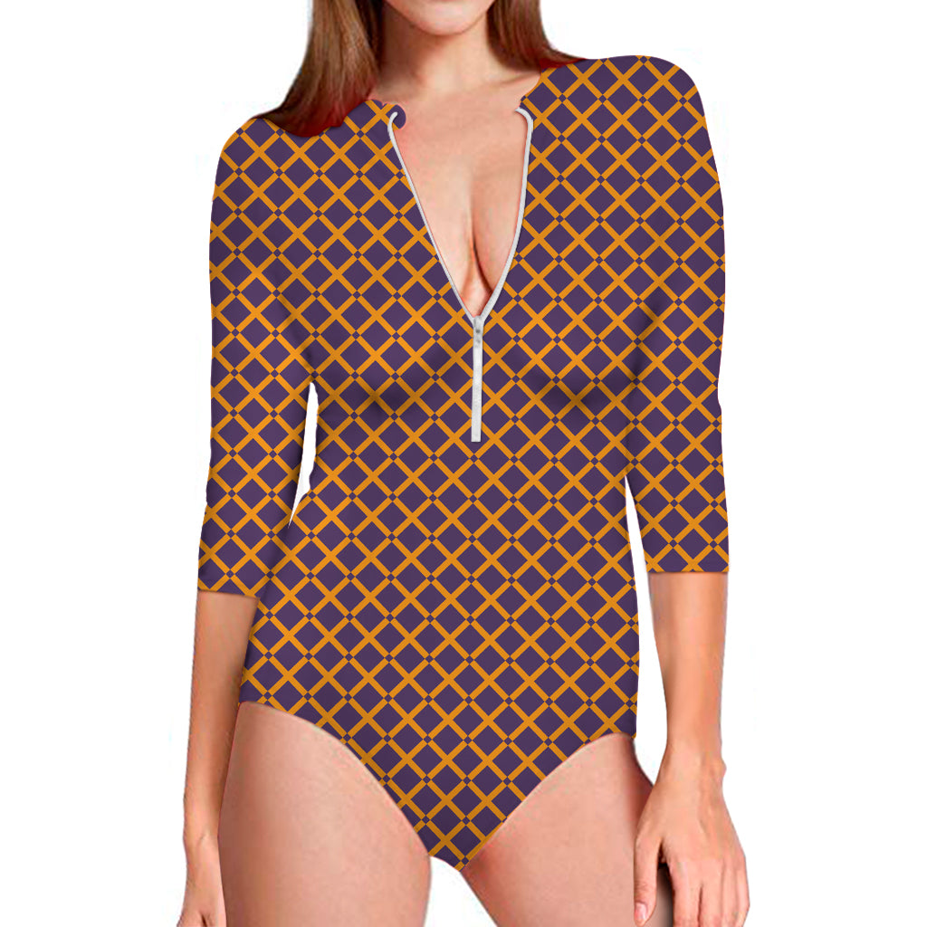 Halloween X Pattern Print Long Sleeve Swimsuit