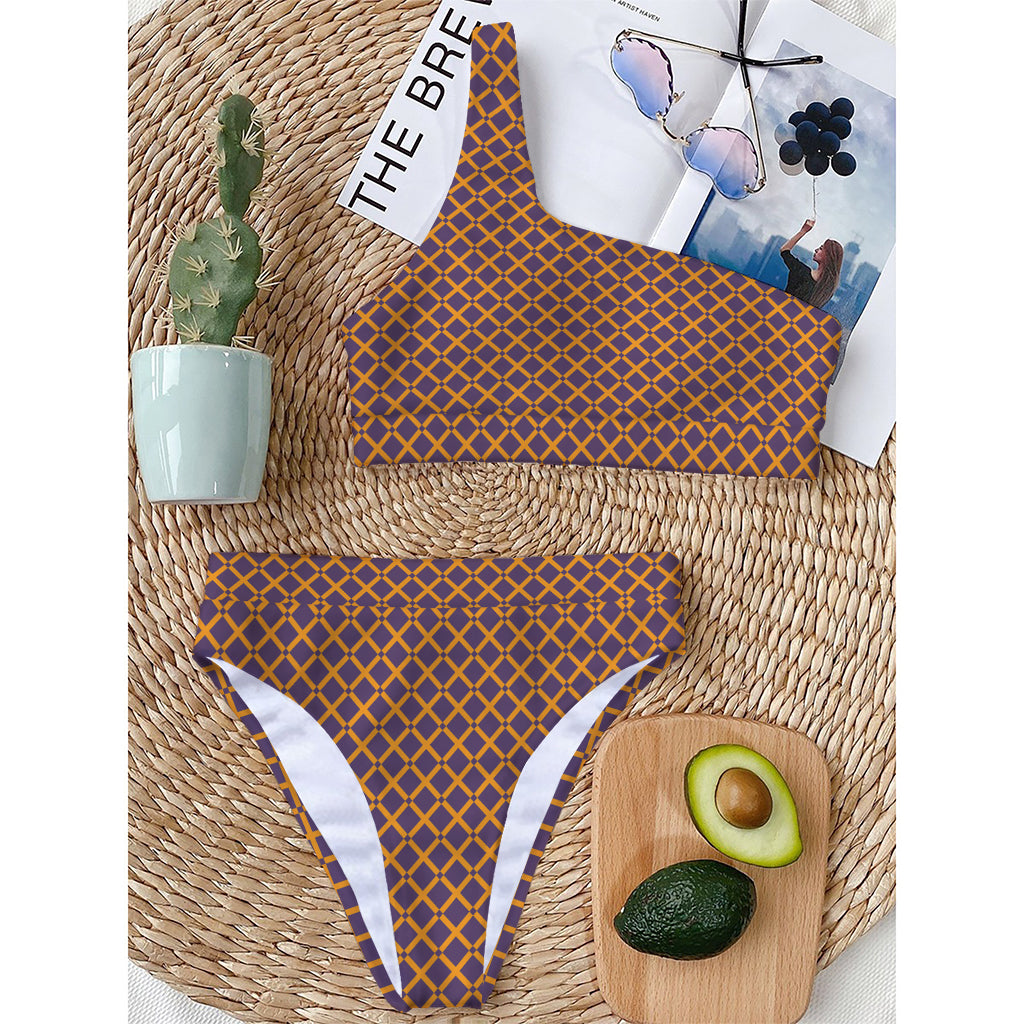 Halloween X Pattern Print One Shoulder Bikini Top