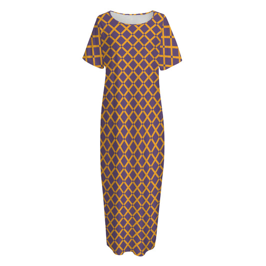 Halloween X Pattern Print Short Sleeve Long Nightdress