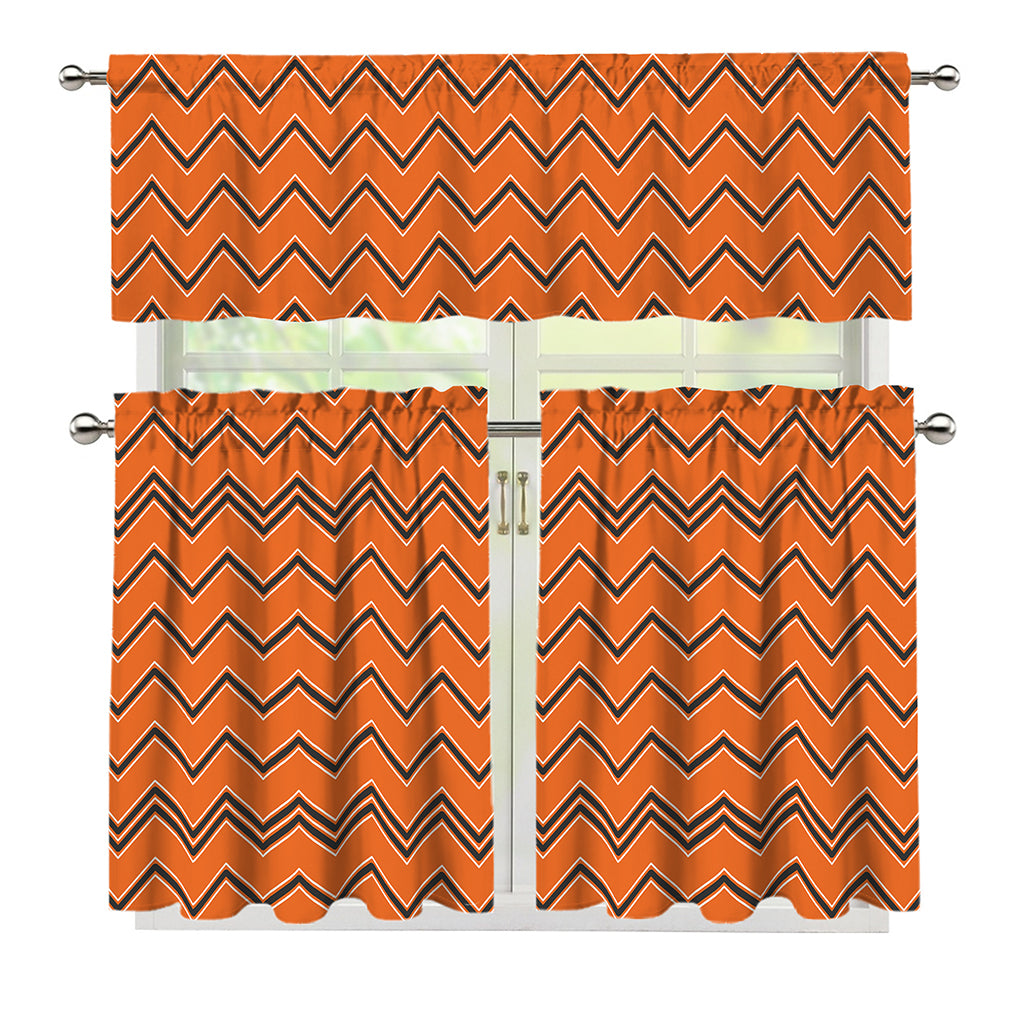 Halloween Zig Zag Pattern Print 3 Piece Kitchen Curtains