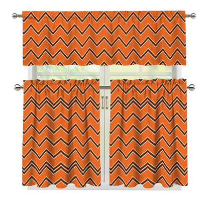 Halloween Zig Zag Pattern Print 3 Piece Kitchen Curtains