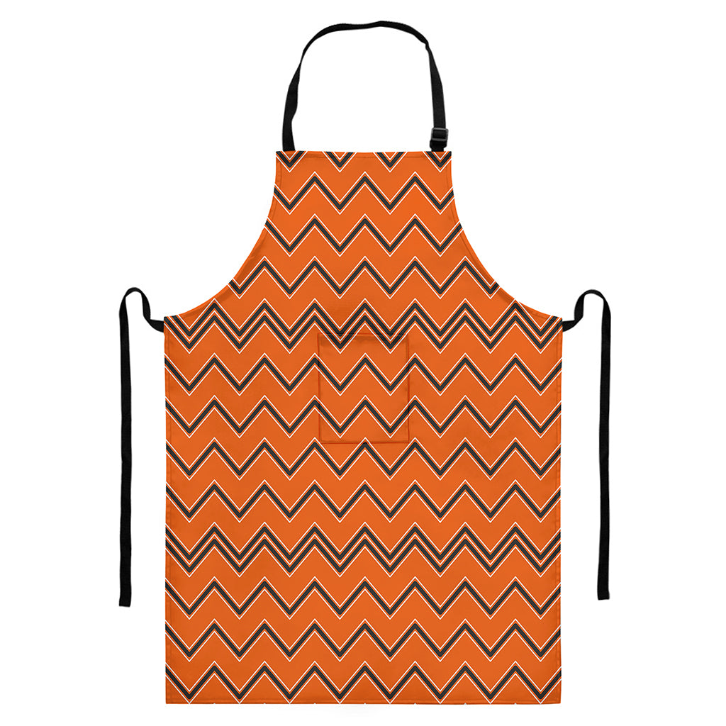 Halloween Zig Zag Pattern Print Bib Apron With Pocket
