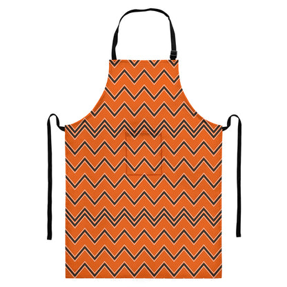 Halloween Zig Zag Pattern Print Bib Apron With Pocket