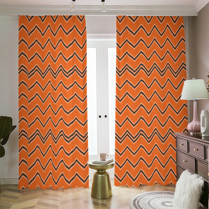 Halloween Zig Zag Pattern Print Blackout Pencil Pleat Curtains