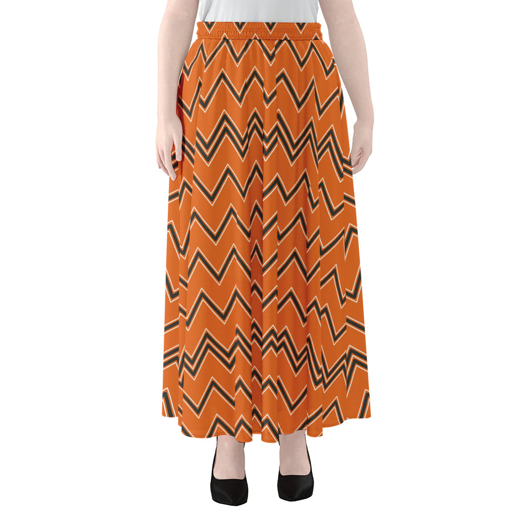 Halloween Zig Zag Pattern Print Chiffon Maxi Skirt