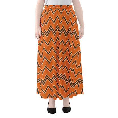 Halloween Zig Zag Pattern Print Chiffon Maxi Skirt