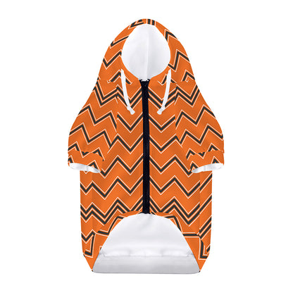 Halloween Zig Zag Pattern Print Dog Zip Up Hoodie